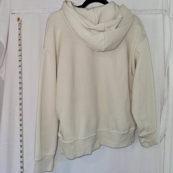 Zara Hoodie Womens Size Medium Cream Fleece Long Raglan Sleeve Pullover - Picture 7 of 7